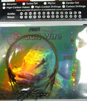 Profi Blinker 7x7 SoftWire - Wirbel + Fastlock Snap - 50cm - 12kg - matt braun
