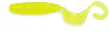 2" Fat G-Tail Grub - Chartreuse Silver Glitter